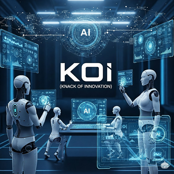 Conceptual illustration of AI, Robotics, and Control systems at KOICube